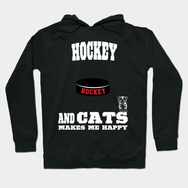 Hockey And Cats Makes Me Happy Hoodie by kooicat